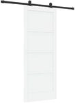 vidaXL Schiebet&uuml;r Wei&szlig; und Schwarz 83 x 202 cm Massives Kiefernholz 3445452