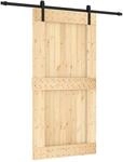 vidaXL Schiebet&uuml;r Natur und Schwarz 100 x 210 cm Massivkiefer 3444922