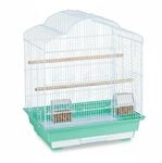 Relaxdays Vogelk&auml;fig Stahl Gr&uuml;n mit Zubeh&ouml;r 56,5 cm x 46,5 cm x 35,5 cm 3,1 kg