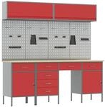 vidaXL Werkbank mit Schubladen 10-Tlg Rot Ingenieure Holz und Stahl 3321471