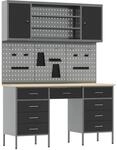 vidaXL Werkbank mit Schubladen 8-Tlg Schwarz Ingenieure Holz und Stahl 3321460