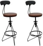 MCW Barhocker N18 2er-Set Braun Gestell Schwarz