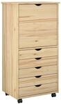 vidaXL Rollschrank Mit Rad Braun 53 x 39 x 103 cm Massivholz Kiefer 42032395