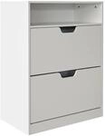 Relaxdays Schuhkipper Holzwerkstoff PP Wei&szlig; Offenes Fach 102 cm x 80 cm x 24 cm