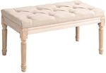 HOMCOM Sitzbank Vintage mit Kn&ouml;pfen Leinenoptik 80 x 40 x 43 cm Beige