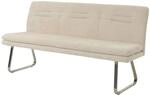 MCW Sitzbank H70 Lehne Stoff/Textil Chenille Edelstahl Geb&uuml;rstet 180cm Creme