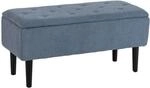HOMCOM Sitzbank mit Stauraum Klappdeckel Samtoptik Blau 95 x 38 x 45 cm