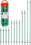 Relaxdays Spanngummi Gummi Gr&uuml;n 12er Set mit Haken 100 cm 65 cm 50 cm 33 cm 0,6 kg