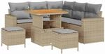 vidaXL Gartensofa-Set mit Kissen 9 Stk Beige und Hellgrau Poly-Rattan 3363562