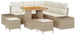vidaXL Garten-Sofa-Set mit Speicher 8-Tlg Beige Poly Rattan 3364731