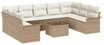 vidaXL Garten-Sofa-Set mit Kissen 10-Tlg Braun Poly Rattan 3354200