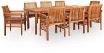 vidaXL 9-Tlg Garten-Essgruppe mit Auflagen Massivholz Akazie 278906