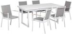 Beliani Gartentisch Set VALCANETTO/BUSSETO Weiss Grau Heller Holzfarbton