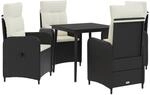 vidaXL Sofa-Tischset mit Kissen mit Kissen 5 Stk Schwarz und Cremewei&szlig; 3422451