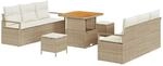 vidaXL Garten-Sofa-Set mit Speicher 9-Tlg Beige Poly Rattan 3364426