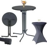 TRUTZHOLM Set Stehtisch Klappbar Durchmesser 80 cm Anthrazit Und Husse Waschbar