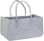 Relaxdays Kaminholztasche Filz Grau mit Henkeln 25 cm x 25 cm x 50 cm