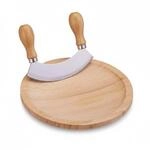 Relaxdays Wiegemesser mit Brett Bambus Edelstahl Natur Einschneidig 12 cm x 14 cm x