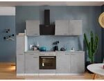 Respekta K&uuml;chenblock Malia mit E-Ger&auml;ten 240 cm Beton Fronten