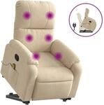 vidaXL Massagesessel mit Aufstehhilfe Creme Mikrofasergewebe