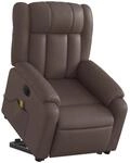 vidaXL Massagesessel mit Aufstehhilfe Elektrisch Braun Kunstleder 3205287