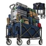 Relaxdays Bollerwagen Stahl Blau Faltbar H&ouml;henverstellbar 64 cm x 50 cm x 72 cm 6,5
