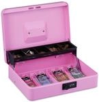 Relaxdays Geldkassette Eisen Pink mit Zahlenkombination 30,5 cm x 24,5 cm x 8,5 cm