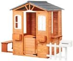 Beliani Garten Spielhaus AMPELIKO Heller Holzfarbton Weiss Grau 120x212x142