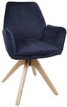 MCW Esszimmerstuhl G67 Drehbar Holz Samt Anthrazit-Blau