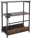 Relaxdays Beistelltisch MDF Eisen Vintagebraun mit Steckdose und USB Ports 58 x 45 x