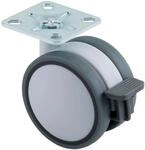SOTECH M&ouml;belrolle HAMM &Oslash;63 mm H&ouml;he 74,5 mm Wei&szlig; Grau mit Bremse...
