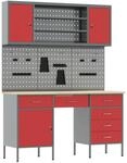 vidaXL Werkbank mit Schubladen 8-Tlg Rot Ingenieure Holz und Stahl 3321467