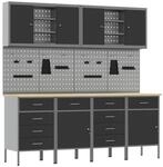 vidaXL Werkbank mit Speicher 10-Tlg Schwarz Ingenieure Holz und Stahl 3321490