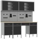 vidaXL Werkbank mit Speicher 10-Tlg Schwarz Ingenieure Holz und Stahl 3321472