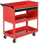 HOMCOM Werkstatt Rollwagen Stahl Schwarzrot 82L x 35B x 76H cm