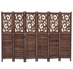 MCW Paravent T568 Ornamente Klappbar Paulownia Holz 170x240cm Braun