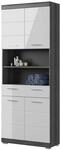 Inn.Furn Hochschrank Wei&szlig; Hochglanz Grau 74 x 191 cm 6 F&auml;cher Shawn