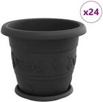 vidaXL Blument&ouml;pfe 24 Stk Schwarz &Oslash; 26 x 21,5 cm Kunststoff 3403287