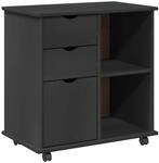 vidaXL Rollschrank Mit Rad Grau 63,5 x 39 x 65,5 cm Massivholz Kiefer 42028382