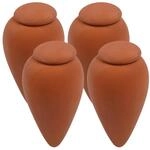 Relaxdays Bew&auml;sserungskegel Keramik Natur mit Deckel 4er-Pack 350 ml 16 cm x 8 cm