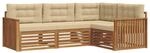 vidaXL Outdoor-Sofagarnitur mit Kissen 4-Tlg Natur und Beige 3373378