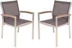 Garden Pleasure Stapelstuhl LIVORNO Aluminium mit Armlehnen Grau 2er Set