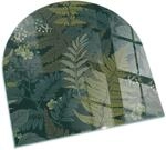 Tulup Glasplatte f&uuml;r Kamin Pflanzenmotiv Funkenschutzplatte aus Glas Halbkreis