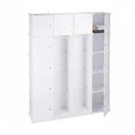 Relaxdays Kleiderschrank Stecksystem 14 F&auml;cher Kunststoff Metall Wei&szlig; Erweiterbar