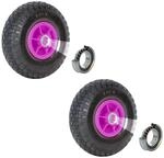 TRUTZHOLM 2x Sackkarrenrad 260x85mm 3.00-4 Nabenl&auml;nge 60mm Kugellager Pink