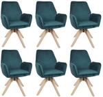 MCW 6er-Set Esszimmerstuhl G67 Drehbar Holz Samt Gr&uuml;n
