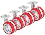 SOTECH 4er Set Premium M&ouml;belrolle D&Uuml;SSELDORF &Oslash;75 mm H&ouml;he 98,5 mm Chrom Rot...