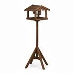 Relaxdays Vogelfutterhaus mit St&auml;nder Tannenholz Braun Impr&auml;gniert 117 cm x...