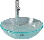 vidaXL Waschbecken mit Armatur und Ablaufgarnitur Hartglas 3098439