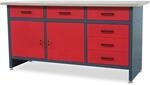 JAN NOWAK Werkbank Werkstatt HENRY 2 x T&uuml;r 85 x 170 x 60 cm Anthrazit-Rot